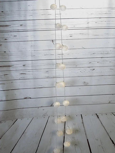 White Frosted Light Ball Garland, AmBest, 16 ft long with 20 frosted globe lights.