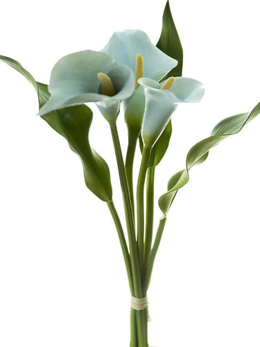 Calla Silk Bundle x3, light blue lilies on 15-inch stems by AmBest