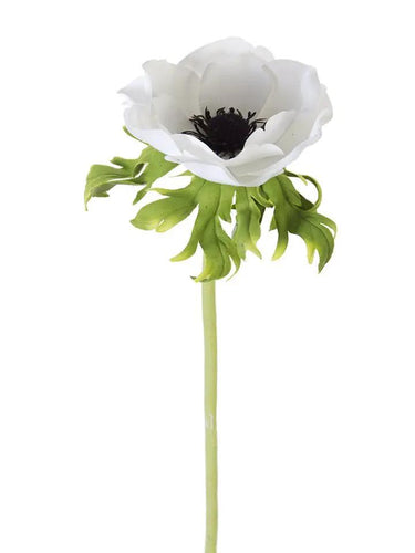 AmBest Poppy Anemone Stem White 22" - Uncategorized Silk