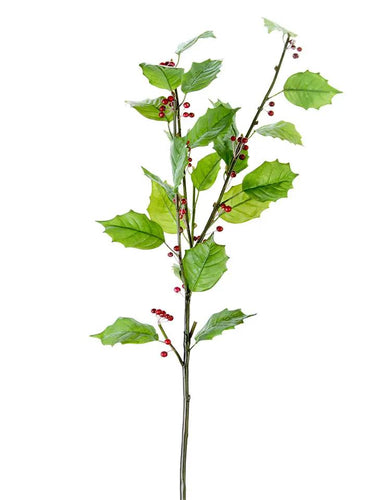 Holly Berry Silk Spray, red berries on a 31-inch stem, AmBest