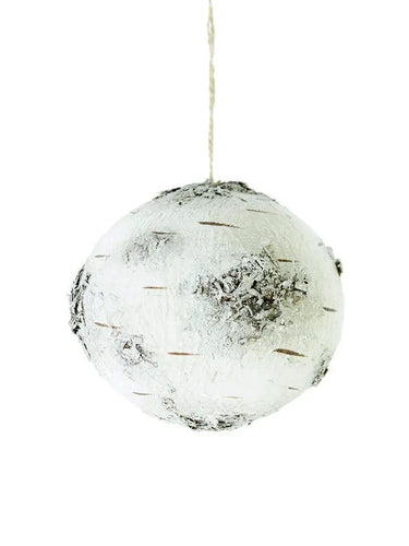 AmBest Snow Birch Ball Ornament White 4.5" - Holiday Ornaments Merchandise