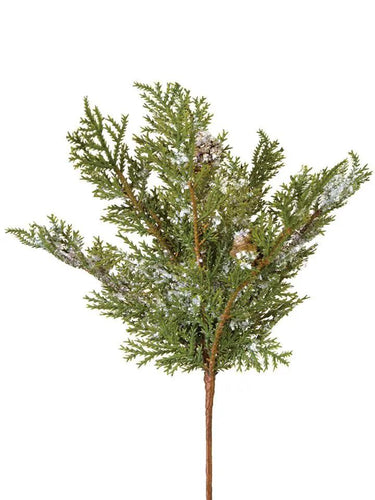 AmBest Snowy Cedar/Pinecone Spray 11" - Artificial Non-Flowering Plants Silk