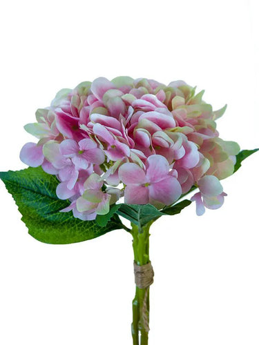 AmBest Mophead Hydrangea Bundle (x3) Pink/Cream 13.5" - Uncategorized Silk