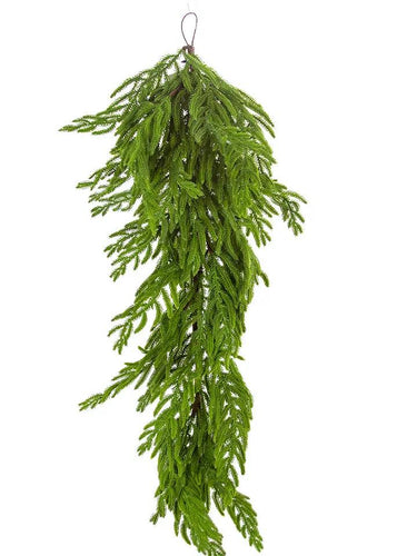 AmBest Norfolk Pine Teardrop 40in silk artificial plant, hanging green foliage