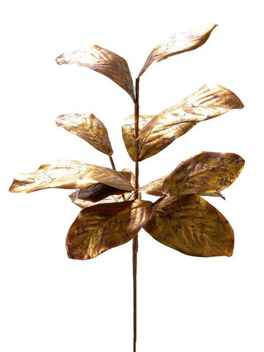 AmBest Magnolia Leaf Branch Gold/Brown 37" - Artificial Non-Flowering Plants Silk