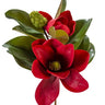 Magnolia Buds Leaves Pick silk red/green, 20-inch stem by AmBest