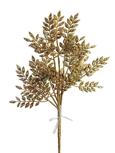 Silk glitter diamond bundle 23-inch tree by AmBest, iridescent silver gems on gold branches