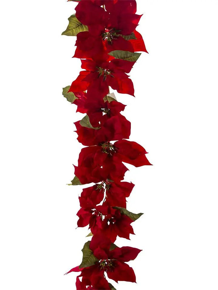 Poinsettia Garland Red 6'