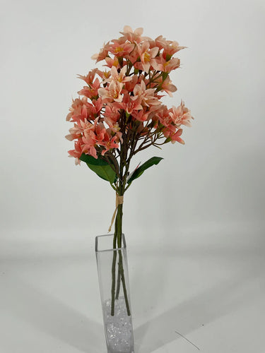 Le Fleur Cluster Mini Flower Bundle (x3) Coral 18" - Artificial Flowering Plants Silk