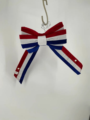 Direct Export Red, White, and Blue 4th of July Velvet Stripe Bow 20"X10" - Uncategorized Silk