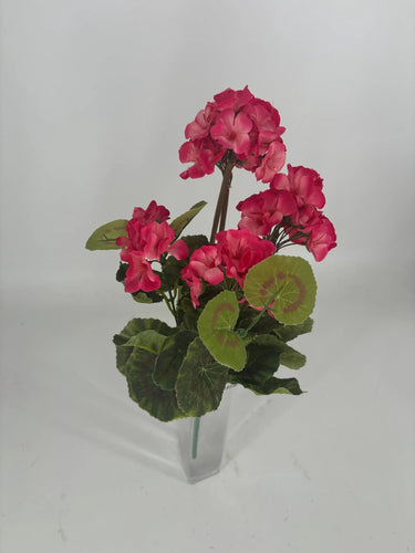 Le Fleur Geranium Bush 17" Hot Pink - Artificial Flora Hanging Basket & Porch Pots