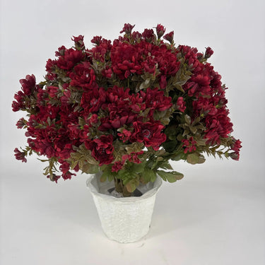 GSC Burgundy Mum - Potted w/ 2 Bushes - Artificial Flora Hanging Basket & Porch Pots