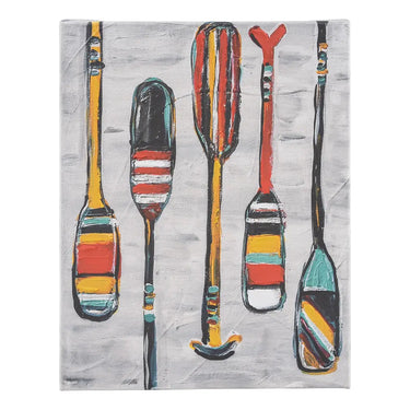 Paddles Canvas 8x10 by Glory Haus — five colorful paddles on a gray background