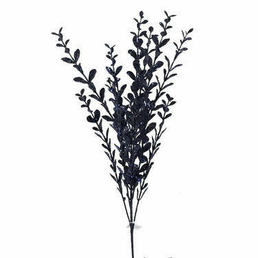 Direct Export Glitter Boxwood Spray Midnight Blue 22" - Artificial Non-Flowering Plants Silk