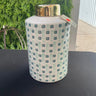 Sagebrook Ceramic Jar with Gold Lid Green/White 9" - Decorative Jars Merchandise