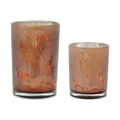 Glass Orange Deer Candle Holder (2 Sizes)