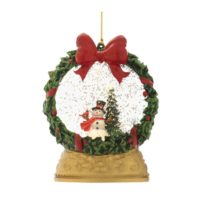 LED Snowman Globe Ornament B/O 5”H
