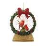 Melrose LED Cardinal Globe Ornament; 5”H, red cardinal in green holly wreath with red bow