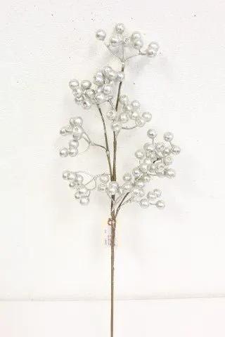 Supreme Berry Spray Platinum 24" - Holiday Ornaments Silk