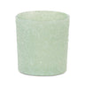 Glass frosted sage votive holder Melrose, 3 in diameter and 3.25 in high.