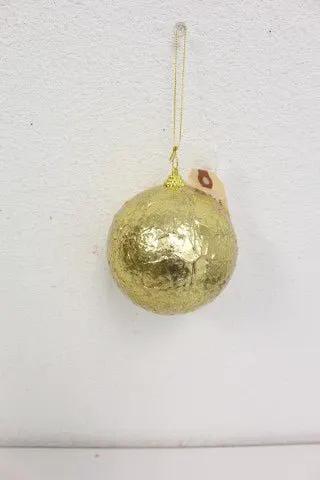 Supreme Crinkle Foil Gold Ball Ornament 4" - Holiday Ornaments Merchandise