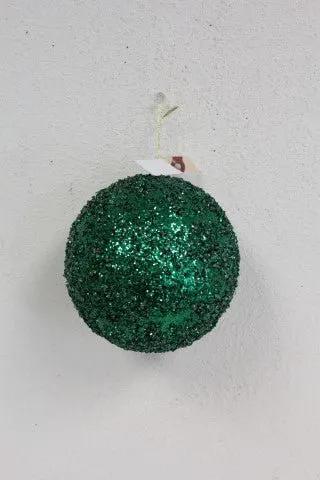Supreme Glitter Ball Ornament Green (Box of 2) 6"D - Holiday Ornaments Merchandise