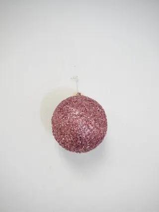 Supreme Glitter Ball Ornament Pink (Box of 2) 6"D - Holiday Ornaments Merchandise