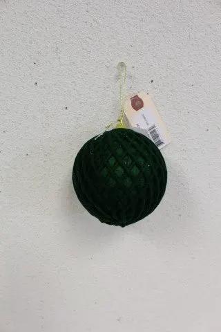Supreme Ball Grid Ornament Dark Green 4"D - Holiday Ornaments Merchandise