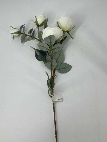 Supreme Rose Spray White 28" - Artificial Flowering Plants Silk