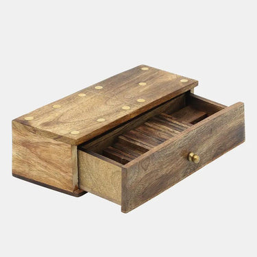 Sagebrook Dominoes Game in Wood Box Brown 9x3" - Tile Games Merchandise