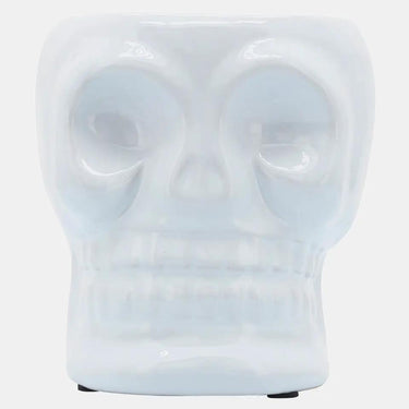 Sagebrook Ceramic Skull Vase White 5" - Vases Merchandise