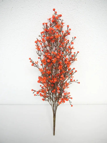 Supreme Berry/Star Flower Bush Orange 21" - Artificial Non-Flowering Plants Silk