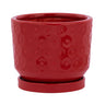 Napco Ceramic Red Prism Planter with Saucer 5.25" x 6" - Merchandise