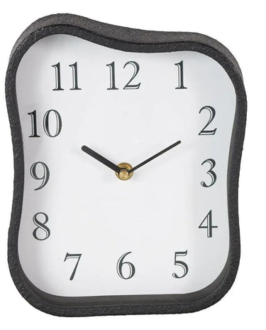 Deco Marché Metal Textured Table Clock With Gold Accents (2 Asst) 7" x 9" - Desk Clocks Merchandise