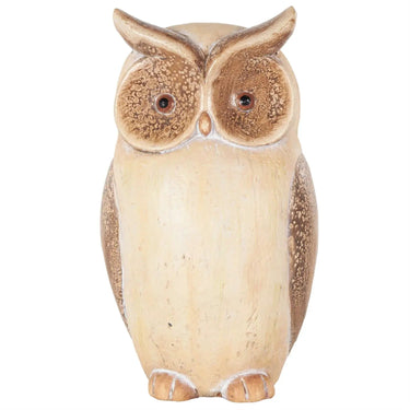 Deco Marché Cream Owl Garden Sculpture With Brown Accents 7" x 6" x 15" - Garden Sculptures Merchandise