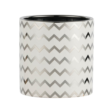 A&B Silver and White Zigzag Planter 5.5" x 5.5" - Planters Merchandise