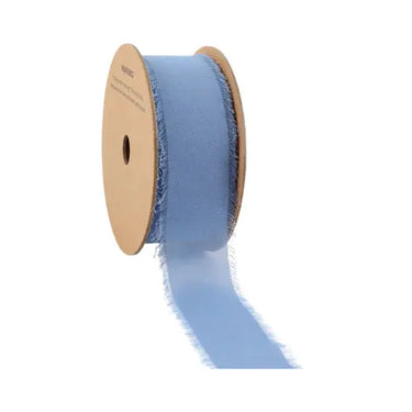 La Ribbons Frayed Edge Chiffon Ribbon Blue 1.5"W x 10yd - Velvet Ribbons Ribbon