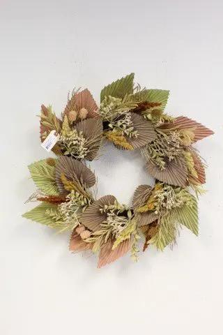 Supreme Fan Palm/Leaf Wreath 24'' - Wreaths Silk