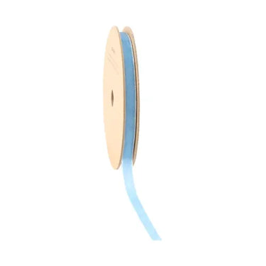 French Blue Velvet Ribbon by La Ribbons on a spool, 3/8 in x 10 yd
