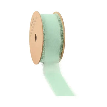 Ribbon La Ribbons light green frayed-edge chiffon, 1.5" x 10 yd spool