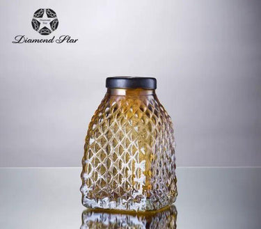 Diamond Star Amber Glass Vase 4.7"D x 7.9"H - Vases Merchandise