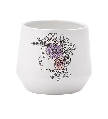 Napco Ceramic Woman with Flower Bouquet on Head Planter 4.75"H - Merchandise