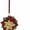 Direct Export Glass Jewel Poinsettia Ornament Red/Green/Gold 4" - Holiday Ornaments Merchandise