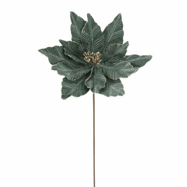 Direct Export Velvet Poinsettia Stem Dusty Green 22" - Artificial Flowering Plants Silk