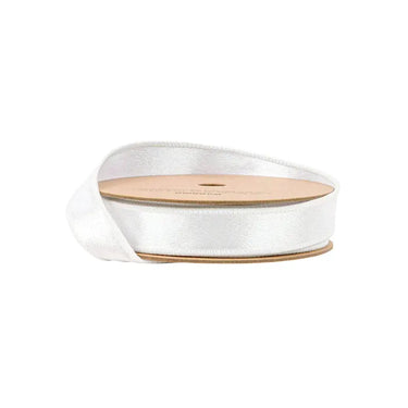 La Ribbons Wired Shimmer Satin Ribbon White with White Backing 1" x 10Yd - Satin Ribbons Ribbon