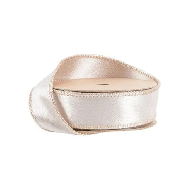 La Ribbons Shimmer Satin | Champagne with Champagne Backing Ribbon 1"Wx10yd - Satin Ribbons Ribbon