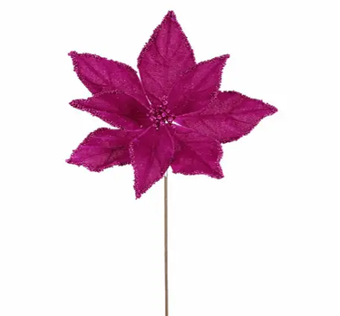 Direct Export Poinsettia Stem Fuchsia 19" - Artificial Flowering Plants Silk