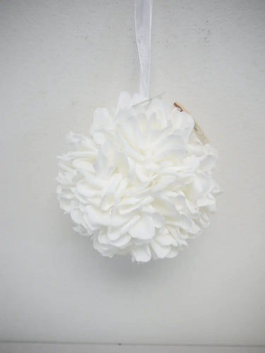 Supreme White Floral Ball Ornanment 9" - Uncategorized Silk