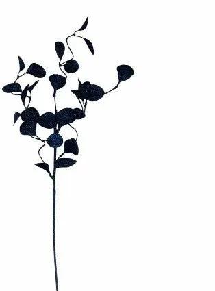 Direct Export Glitter Leaf Spray Midnight Blue 32" - Artificial Non-Flowering Plants Silk