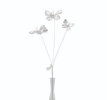 Direct Export Metallic Butterfly x3 Spray Platinum 28" - Seasonal & Holiday Decorations Silk